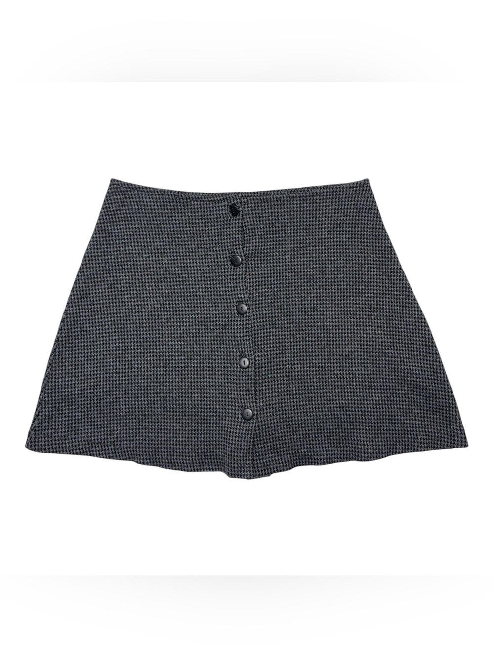 Classic Black Button-Front Mini Skirt Size 27”